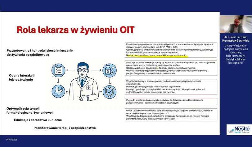 Interprofesjonalne podejście do żywienia w Oddziale Intensywnej Terapii (OIT). Rola farmaceuty, dietetyka, lekarza i pielęgniarki